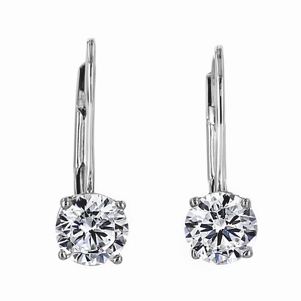 Stylish Decoration Round Lab Grown Diamond Leverback Basket Drop Earrings