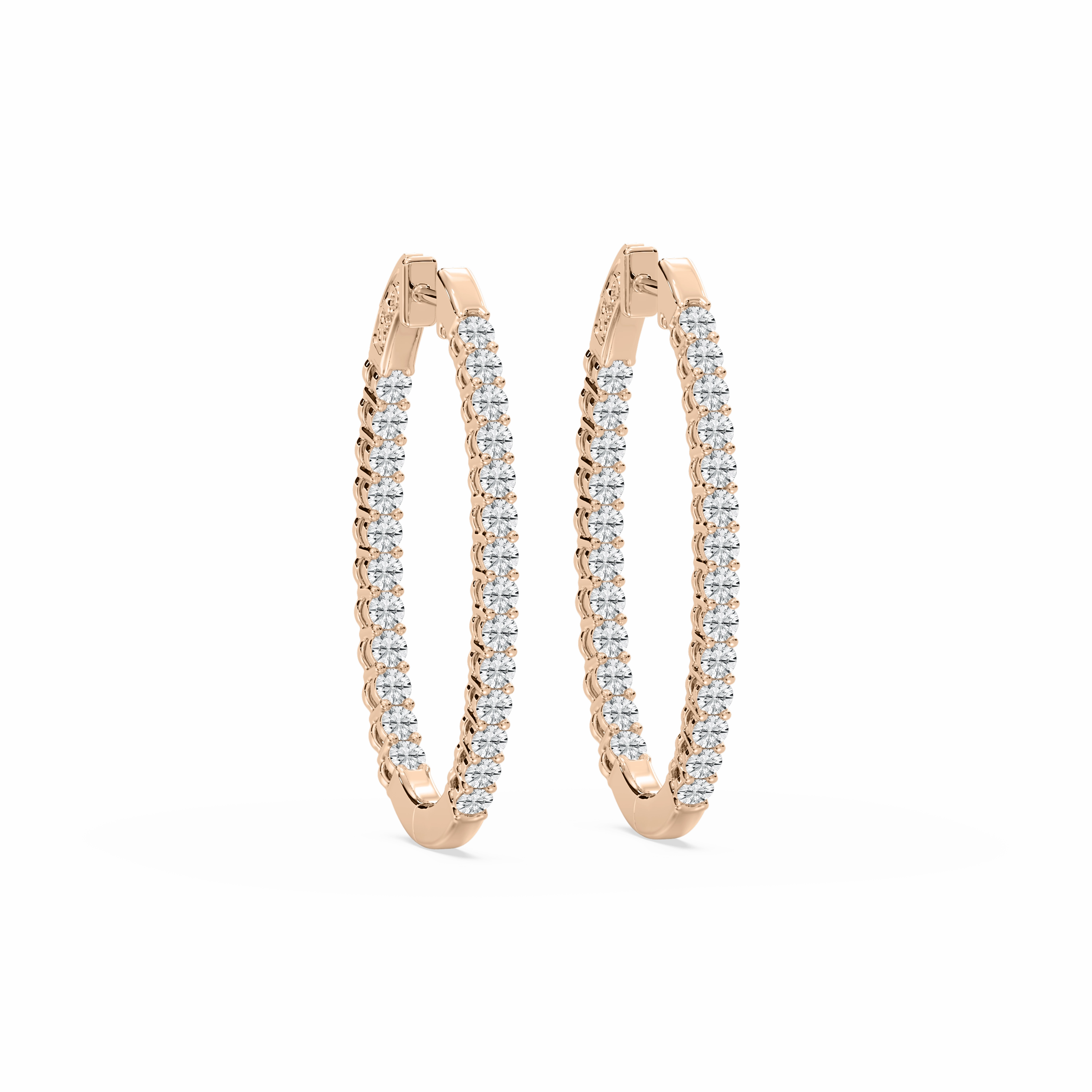 Round Lab Grown Diamond Oval-Shaped Inside-Out Hoop Earrings Exquisite detail Stylish Product