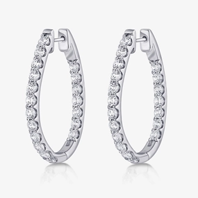 Affordable Product Affordable Essential Round Lab Grown Diamond Pave Oval-Shaped Inside-Out Hoop Earrings