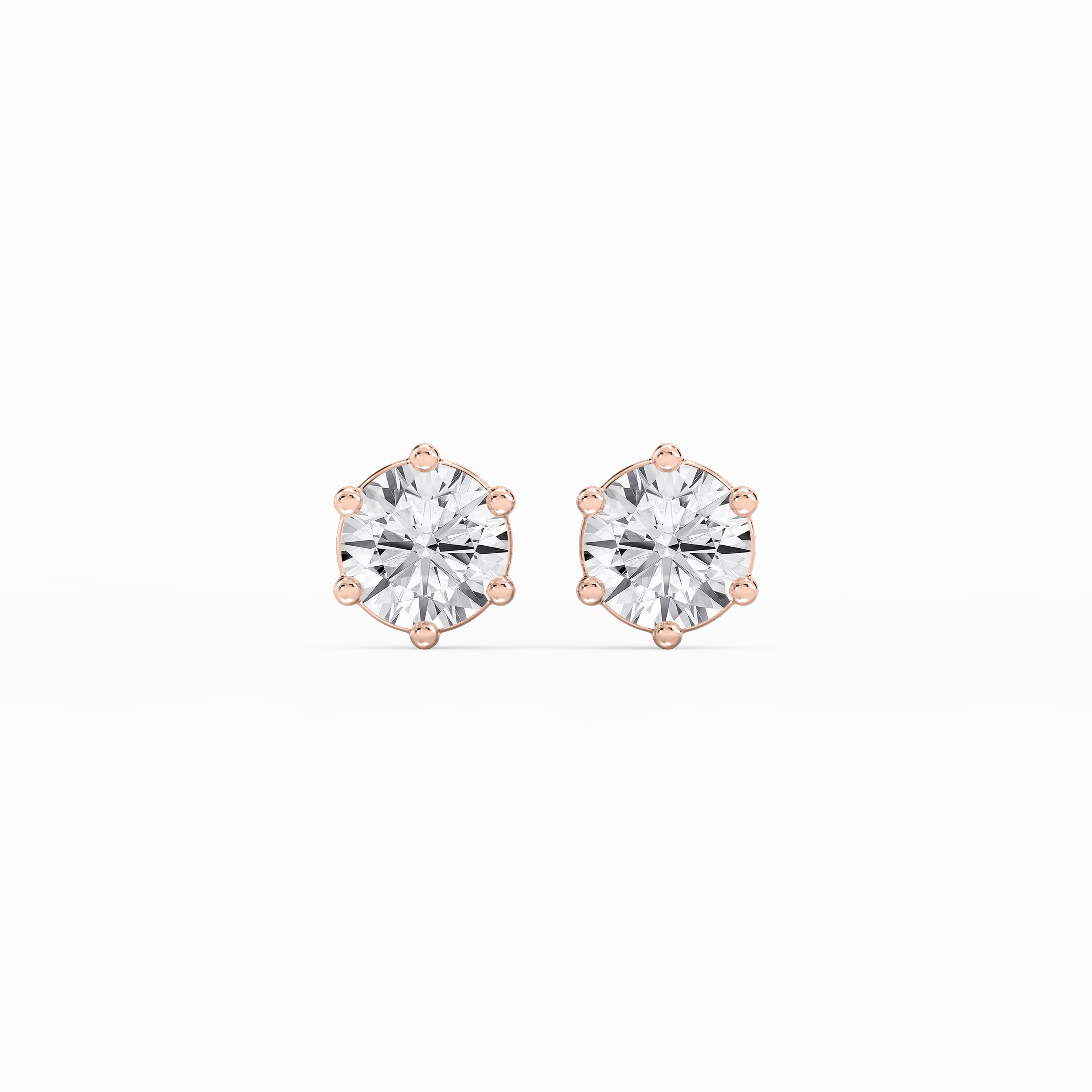 Daytime Trinket Round Lab Grown Diamond Six Prong Basket Stud Earrings
