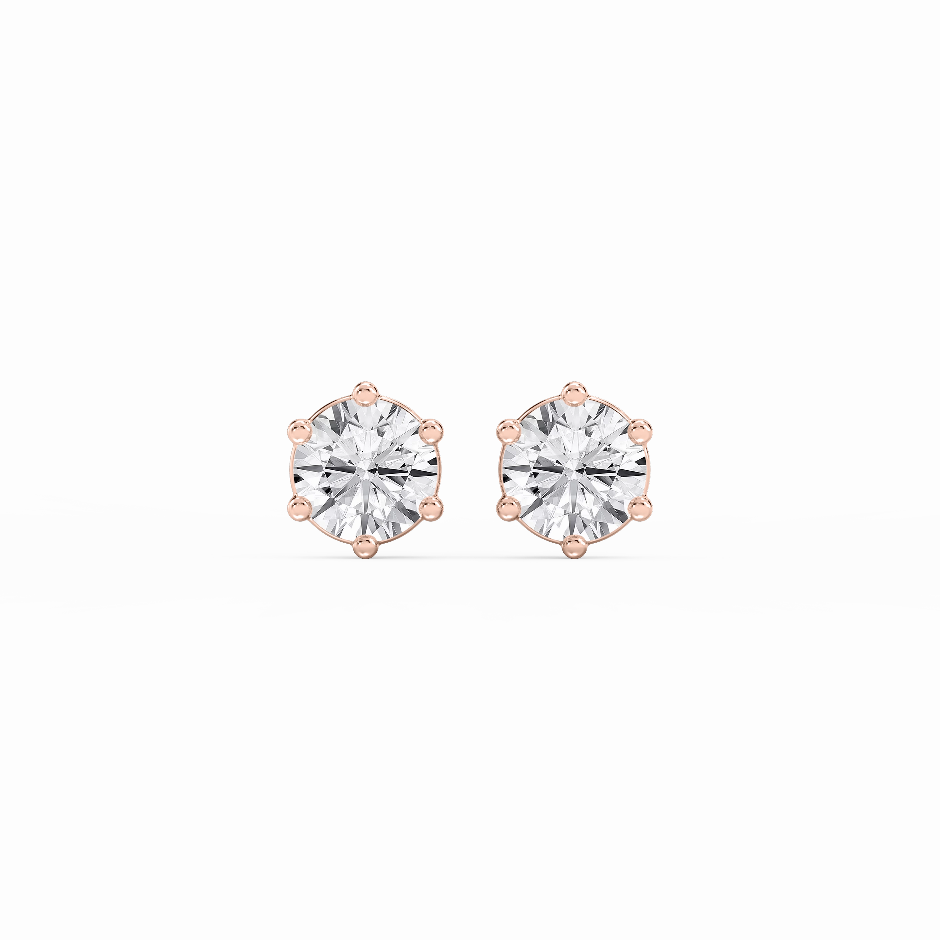 Round Lab Grown Diamond Six Prong Basket Stud Earrings Neutral Piece Vintage-Inspired Jewelry