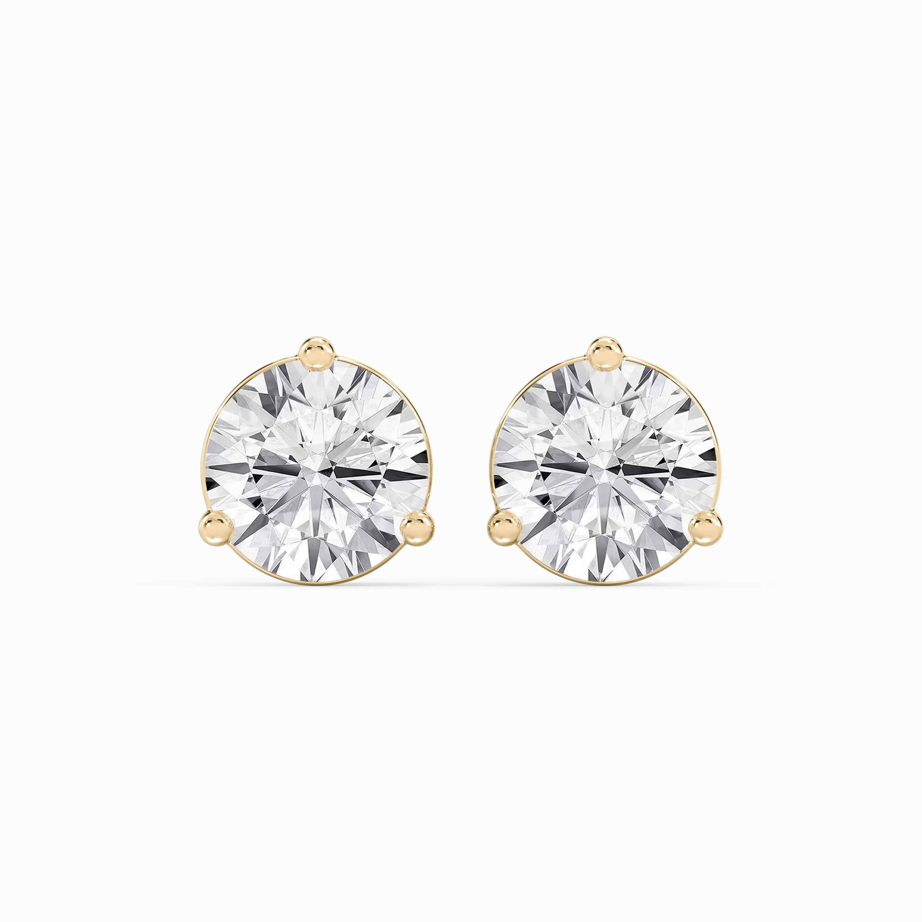 Sparkling Essential Round Lab Grown Diamond Three Prong Basket Stud Earrings