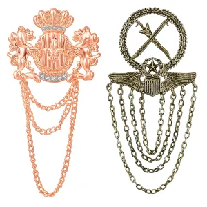 Royal Army and Unicorn Shaped Layered Chains Brooch