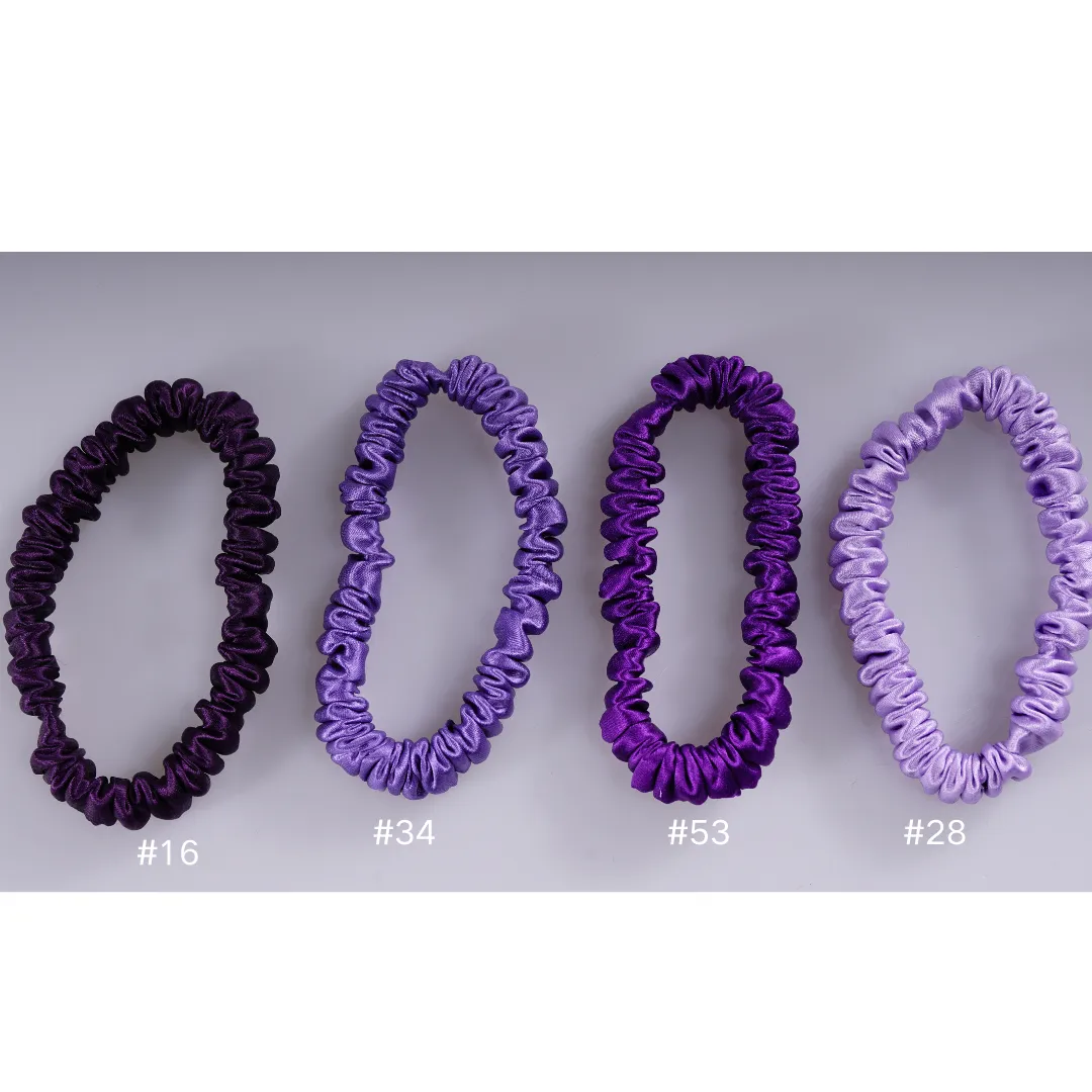 Royal purple silk scrunchies mini