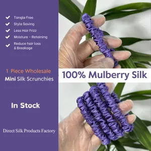 Royal purple silk scrunchies mini