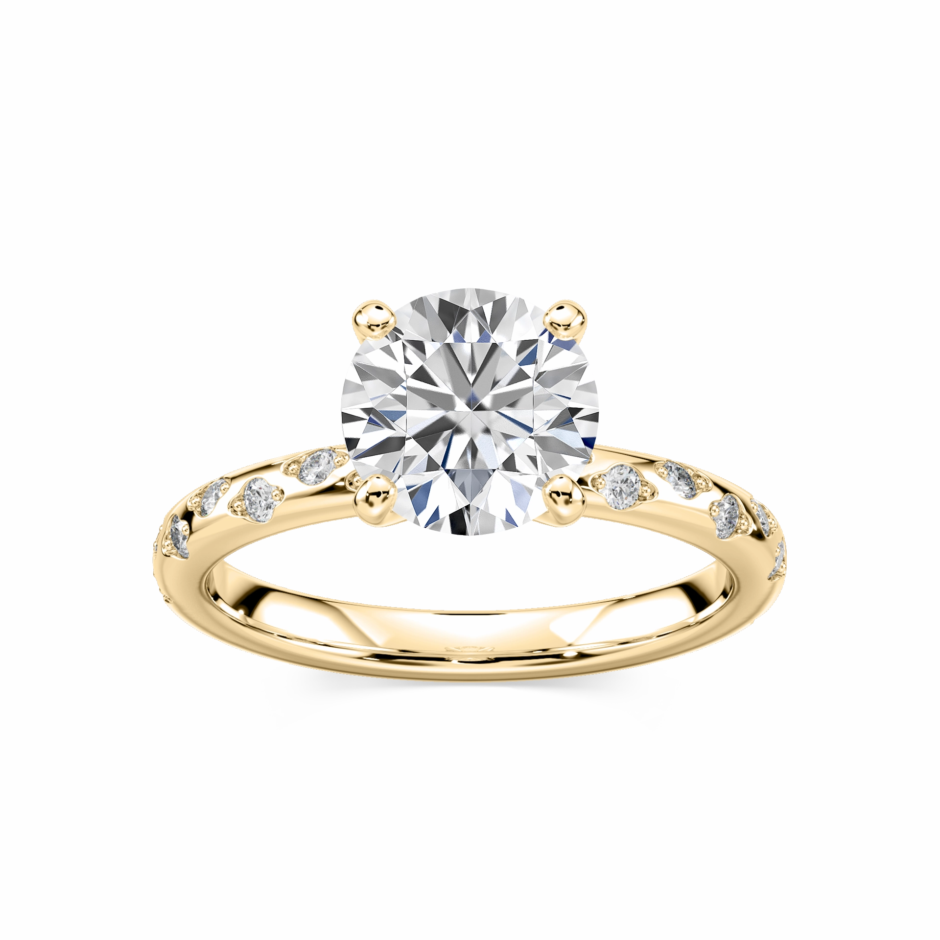 Delicate Look Rylee Round Lab Grown Diamond Scattered Side Stone Engagement Ring