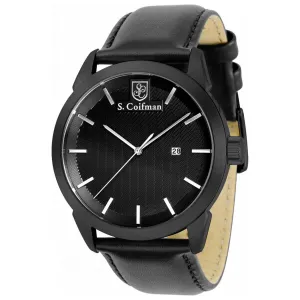 S. Coifman Men's Watch - Quartz Black Stainless Steel Case Leather Strap | SC0501