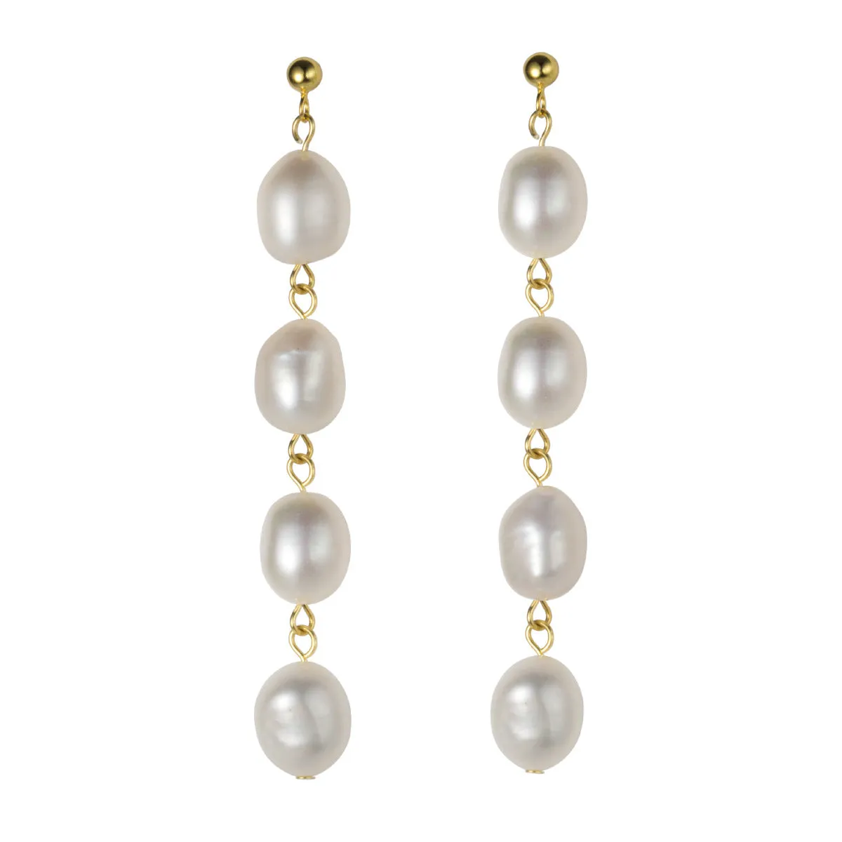 S925 Silver Baroque Pearl Tassel Drop Earrings