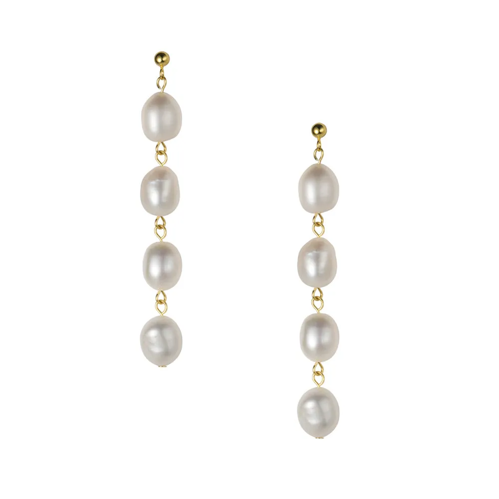 S925 Silver Baroque Pearl Tassel Drop Earrings