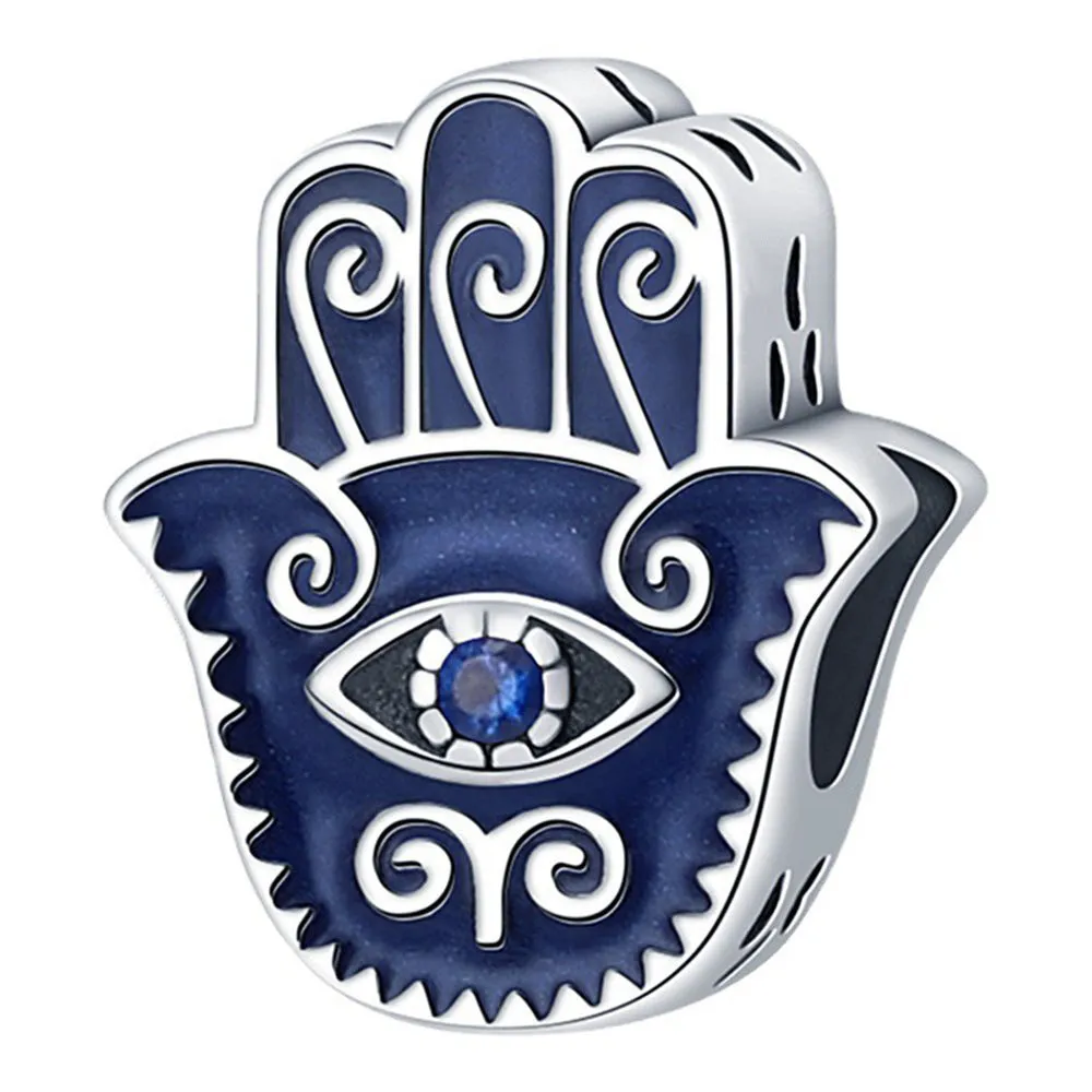 S925 Silver Palm Evil Eye Charm