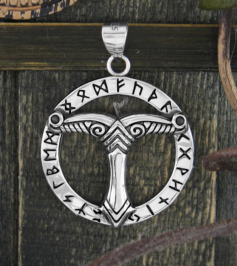 Colorful Look Sacred Saxon Irminsul Pillar Pendant With Runes