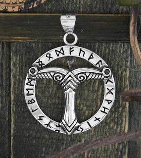 Colorful Look Sacred Saxon Irminsul Pillar Pendant With Runes