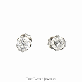 .40cttw Round Diamond Stud Earrings in 14k White Gold Butterfly Pushbacks Big Adornment