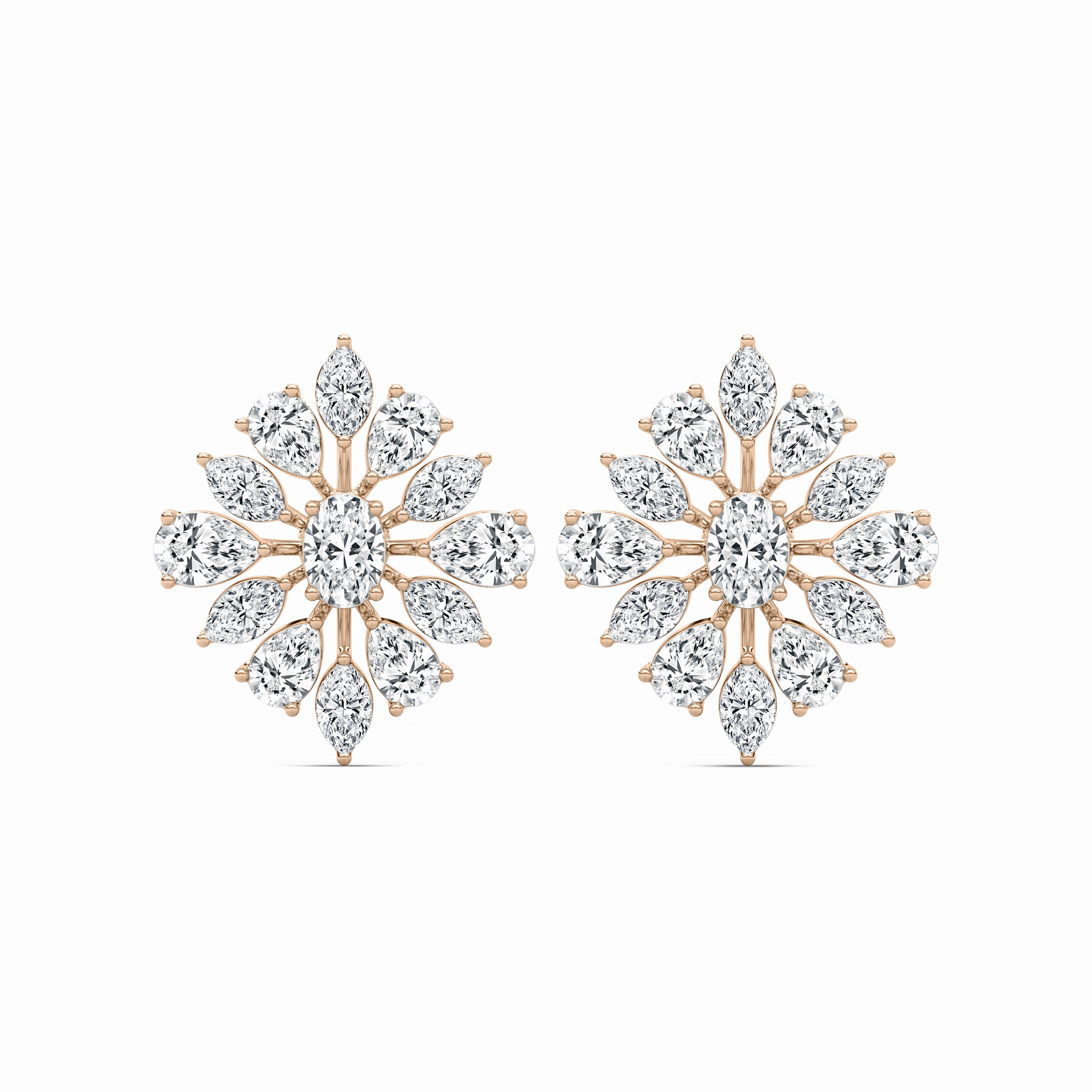 1 ??? ctw Pear, Oval, and Marquise Lab Grown Diamond Snowflake Cluster Earrings Stylish Must-Have Durable Element
