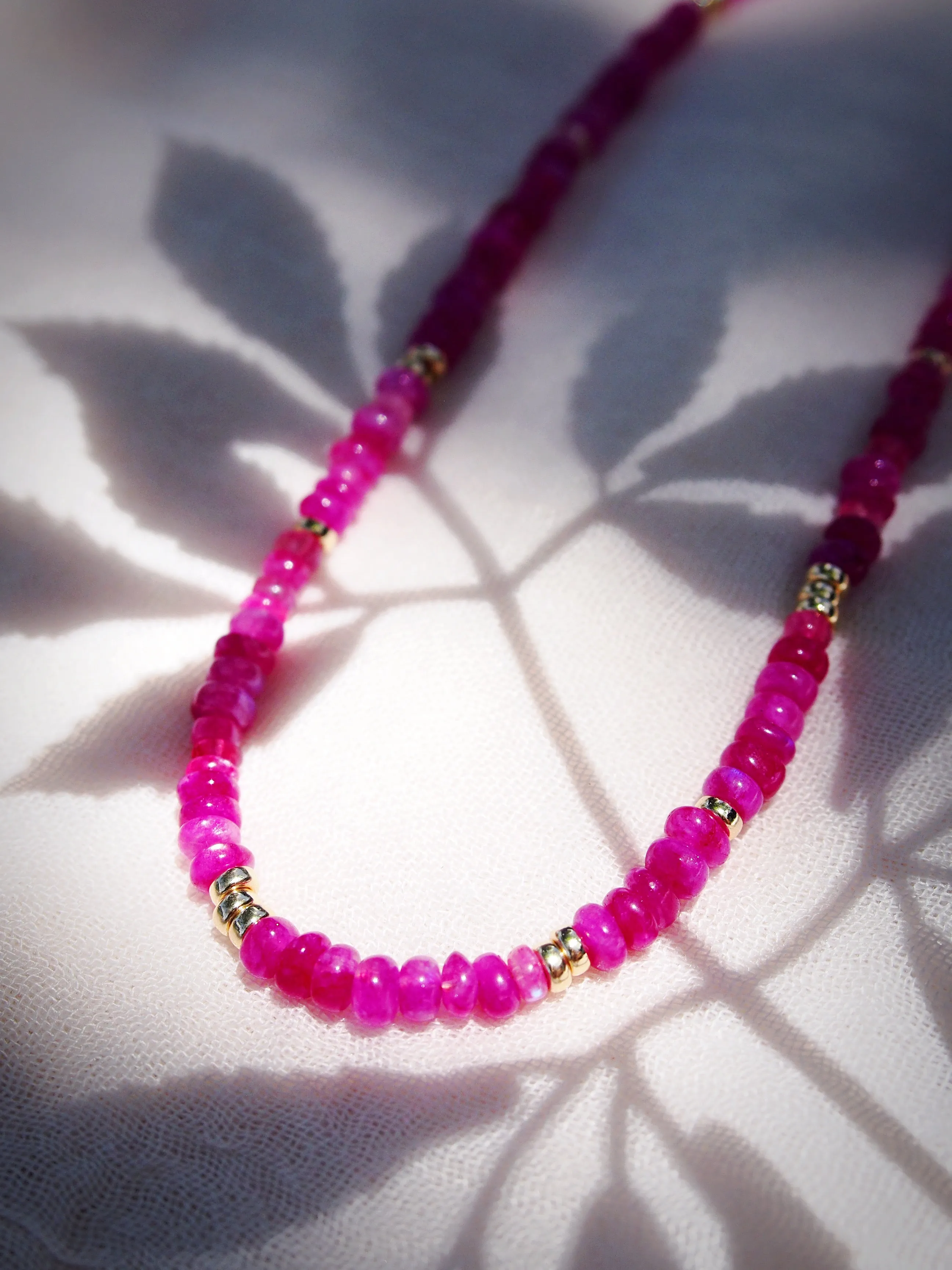 Sale - Hot Pink Rainbow Moonstone Gemstone Necklace - Kekipi