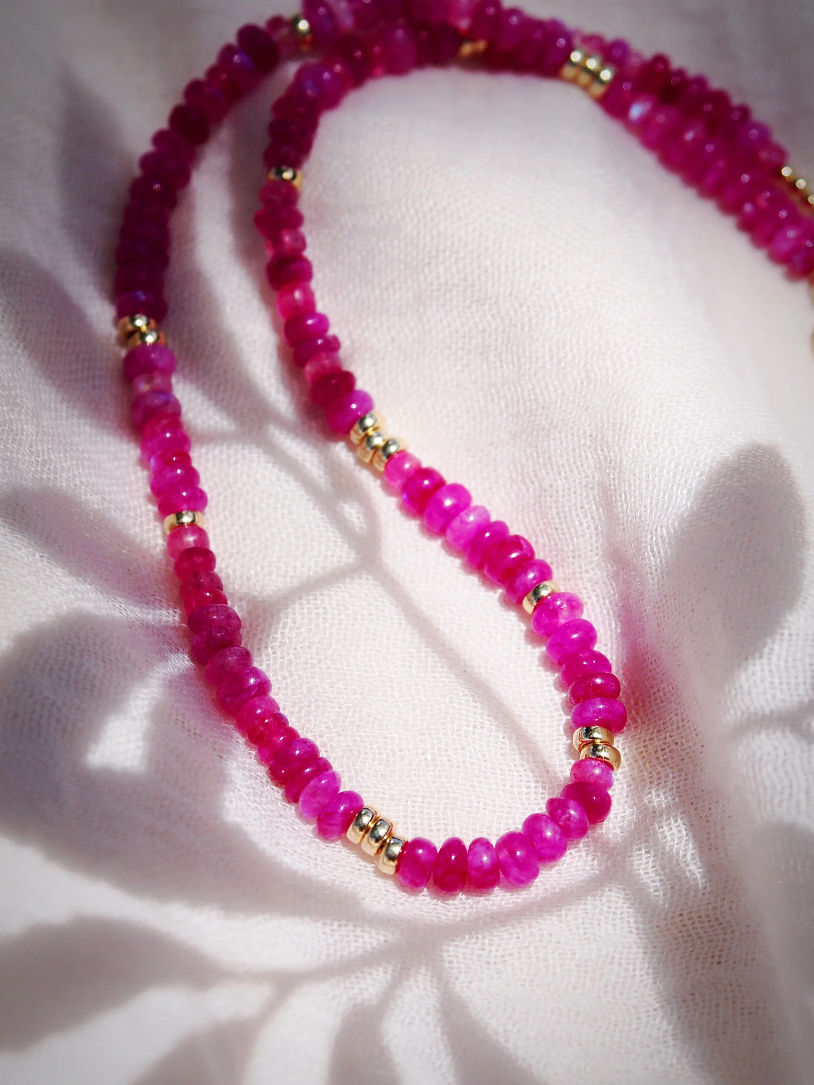 Sale - Hot Pink Rainbow Moonstone Gemstone Necklace - Kekipi