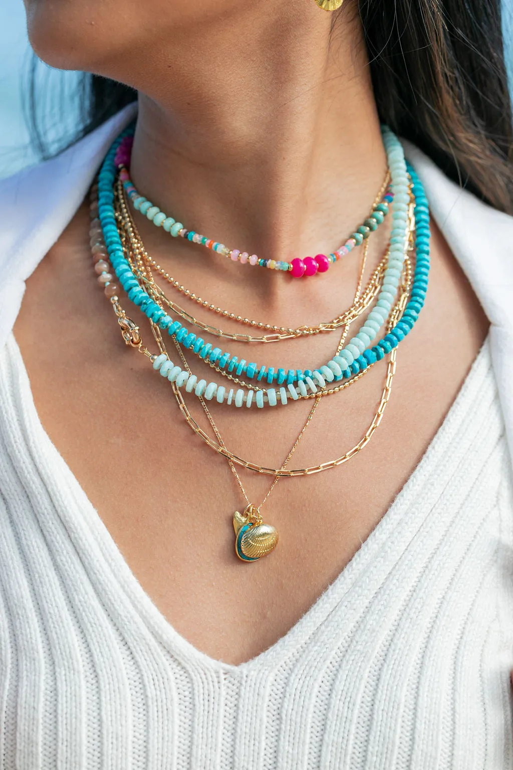 Sale - Peruvian Blue Opal Brown Moonstone Necklace - Kekepania