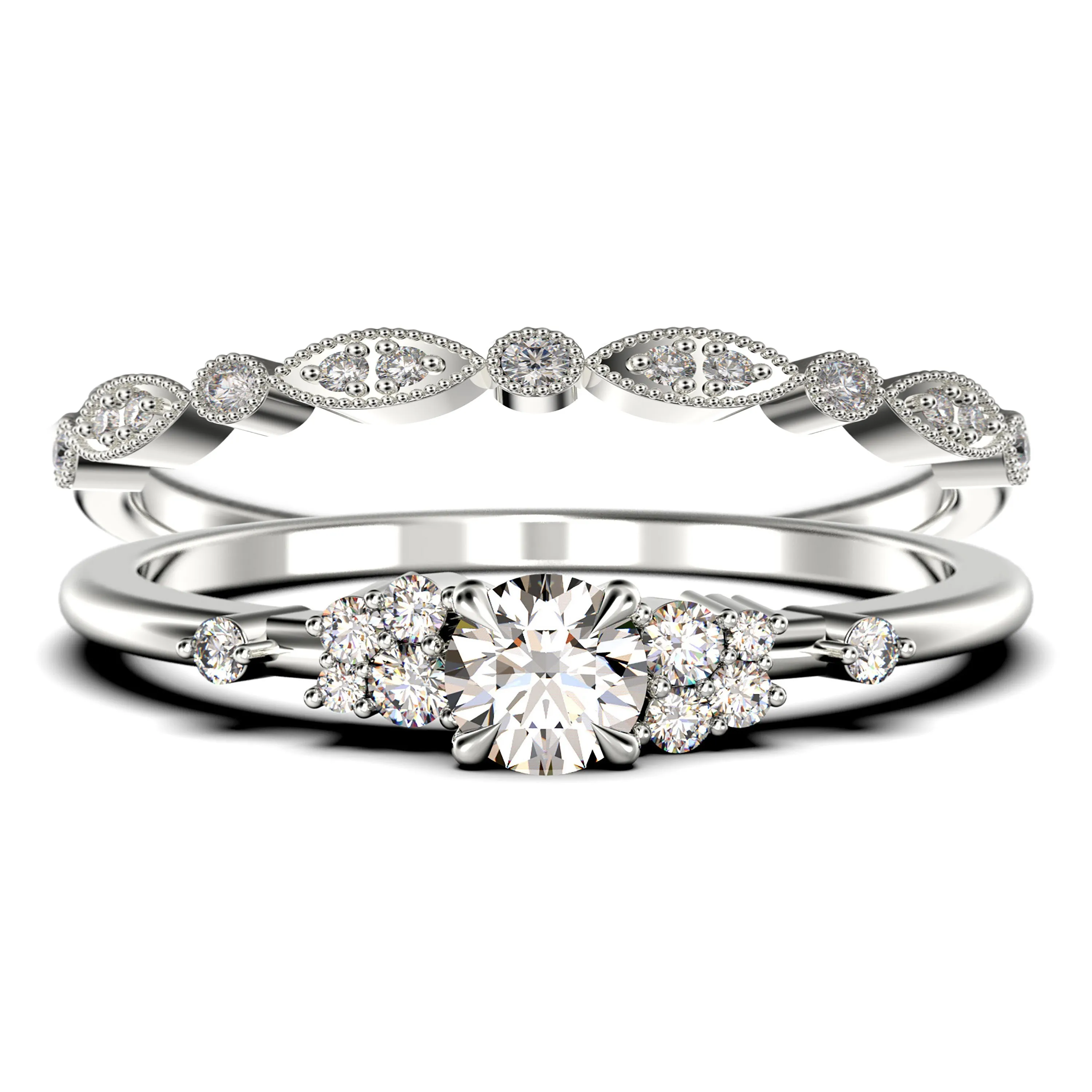 Salt And Pepper Minimalist 1.25 Carat Round Cut Diamond Moissanite Engagement Ring, Dainty Wedding Ring in 10k/14k/18k Solid Gold, Promise Ring, Anniversary Ring, Bridal Set, Matching Band
