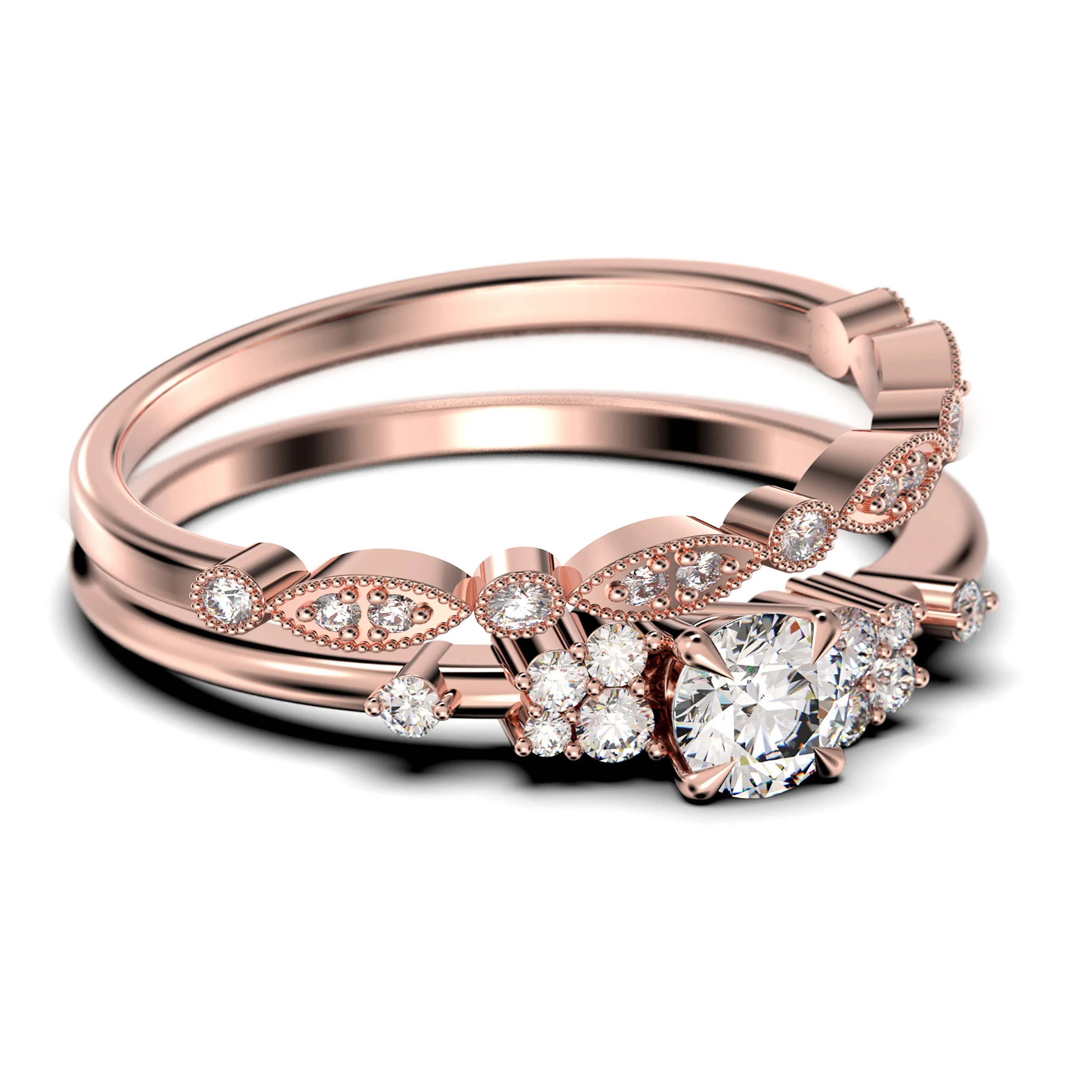 Salt And Pepper Minimalist 1.25 Carat Round Cut Diamond Moissanite Engagement Ring, Dainty Wedding Ring in 10k/14k/18k Solid Gold, Promise Ring, Anniversary Ring, Bridal Set, Matching Band