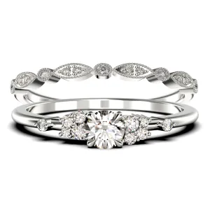 Salt And Pepper Minimalist 1.25 Carat Round Cut Diamond Moissanite Engagement Ring, Dainty Wedding Ring in 10k/14k/18k Solid Gold, Promise Ring, Anniversary Ring, Bridal Set, Matching Band