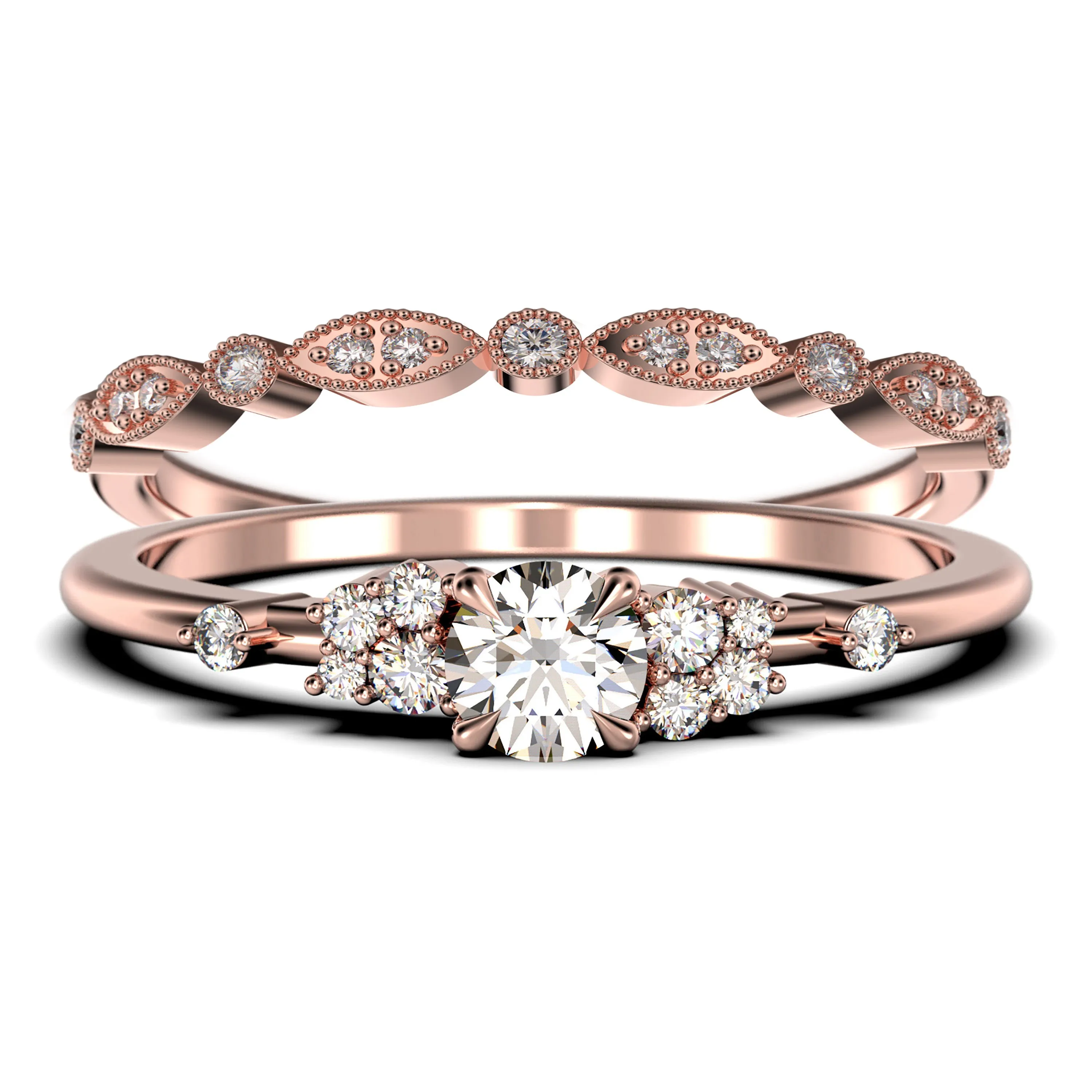 Salt And Pepper Minimalist 1.25 Carat Round Cut Diamond Moissanite Engagement Ring, Dainty Wedding Ring in 10k/14k/18k Solid Gold, Promise Ring, Anniversary Ring, Bridal Set, Matching Band