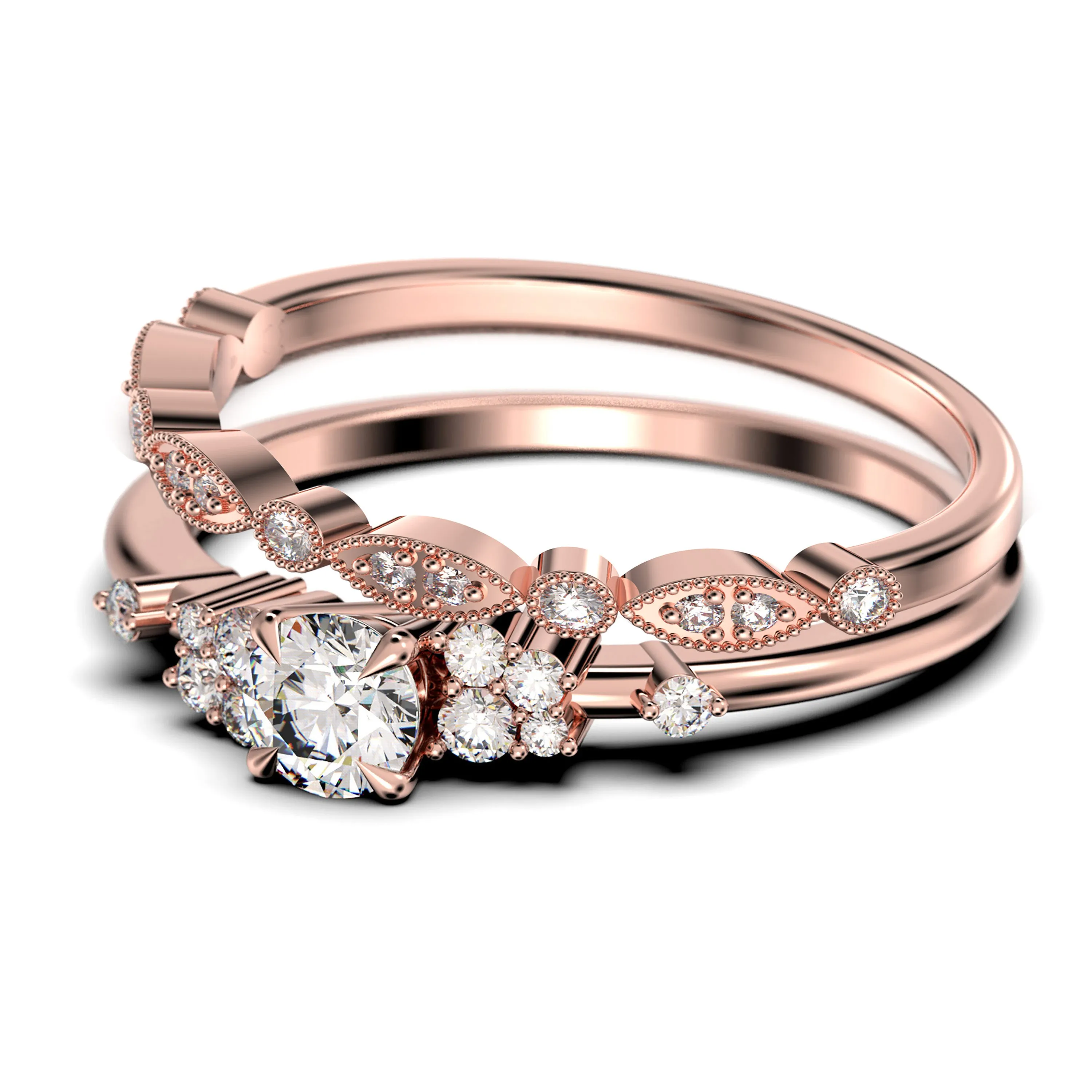 Salt And Pepper Minimalist 1.25 Carat Round Cut Diamond Moissanite Engagement Ring, Dainty Wedding Ring in 10k/14k/18k Solid Gold, Promise Ring, Anniversary Ring, Bridal Set, Matching Band
