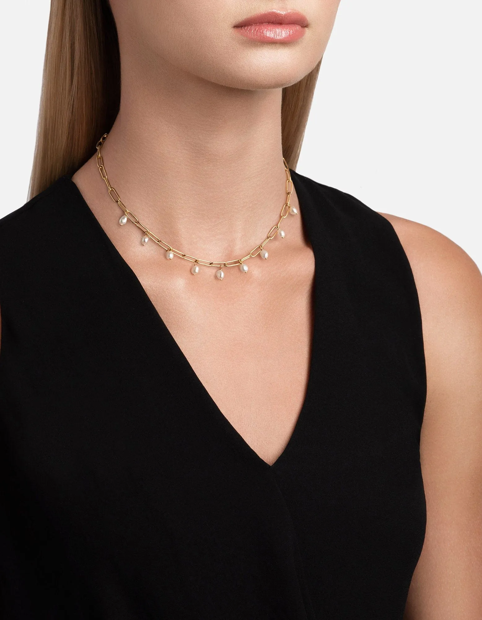 Sania Pearl Choker, Gold Vermeil