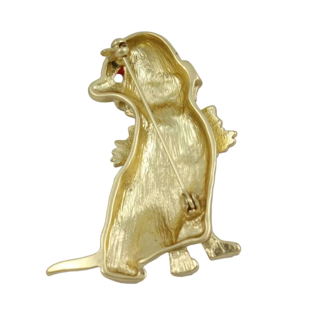Santa Dog with Large Bow Christmas Brooch Pin - XP938