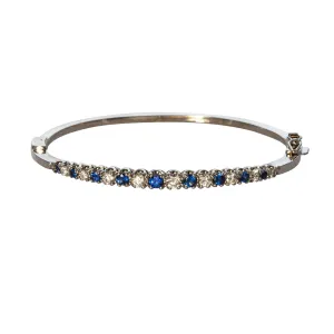 Sapphire & Diamond Graduated 14K White Gold Bangle