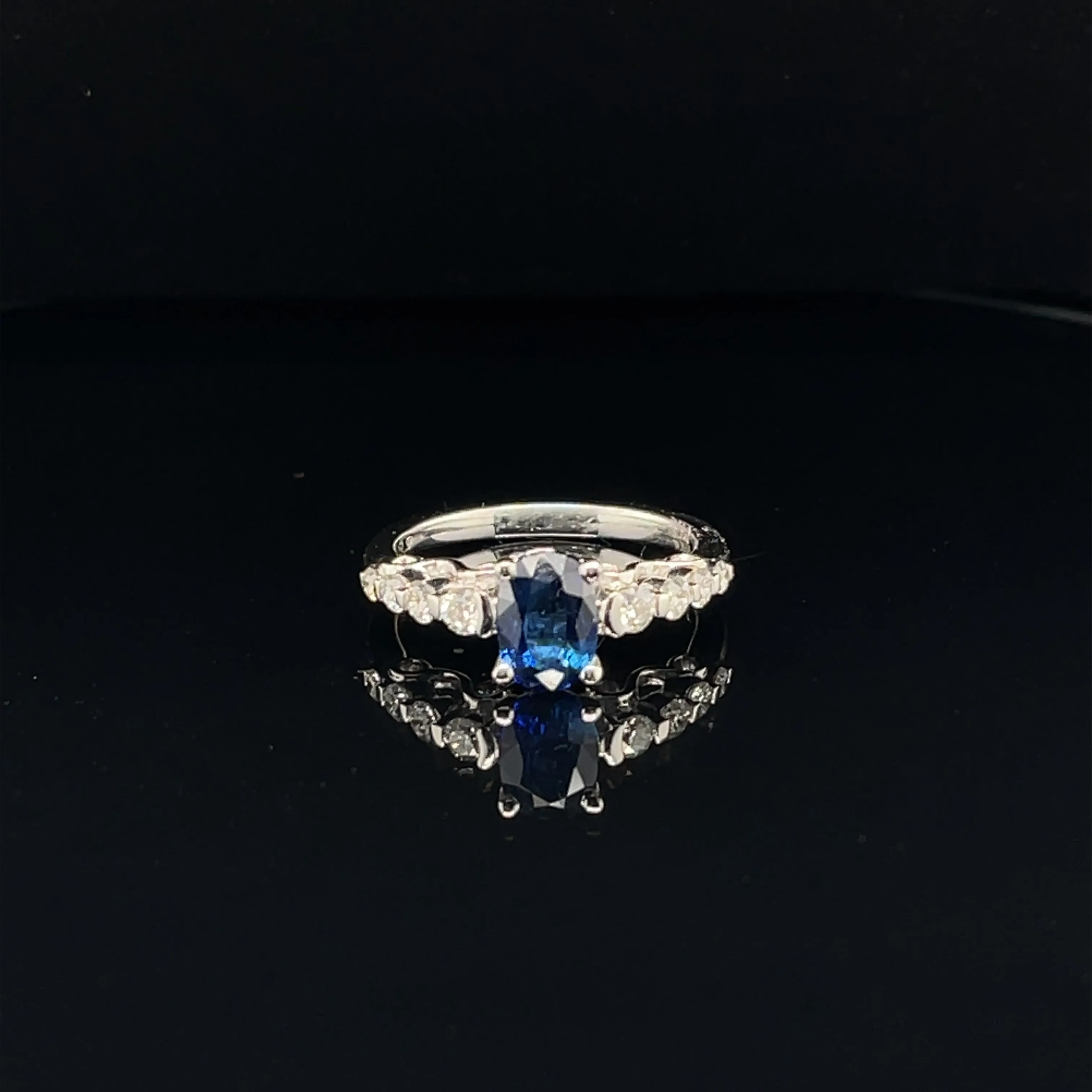 Sapphire & Diamond Solitaire Engagement Ring in 18k White Gold- (#103-RGSAP208197)