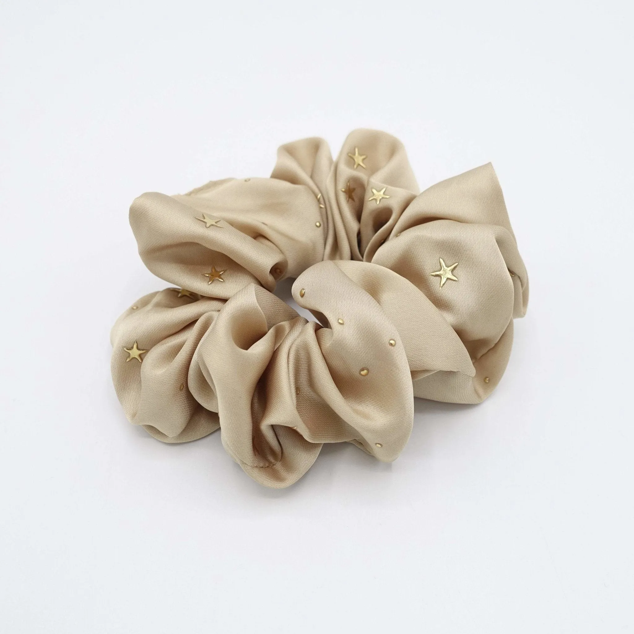 satin scrunchies golden star dot embellished hair elastic women hair accessories