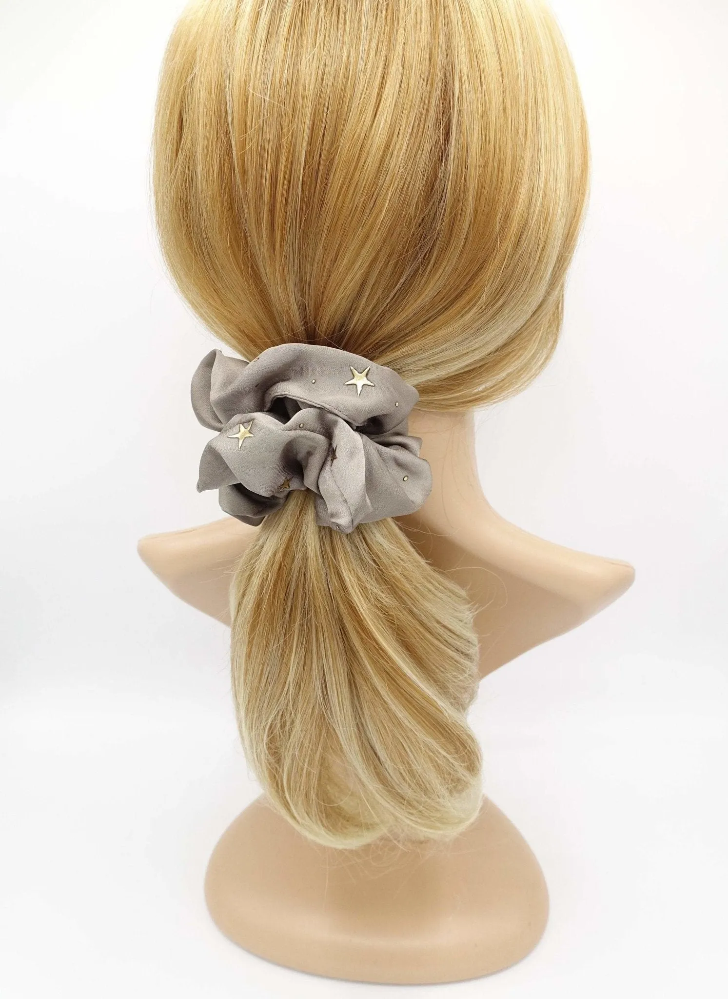 satin scrunchies golden star dot embellished hair elastic women hair accessories