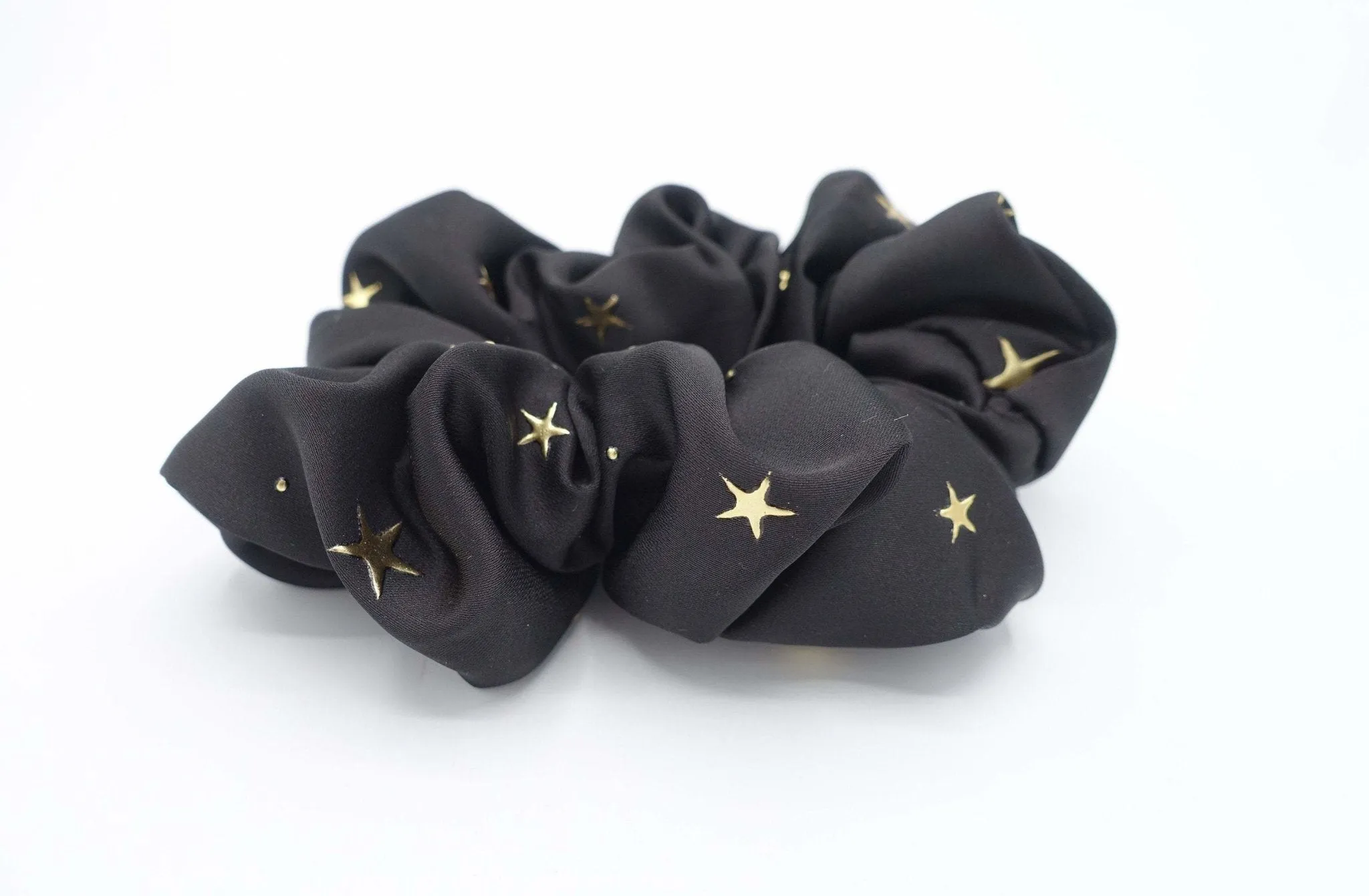 satin scrunchies golden star dot embellished hair elastic women hair accessories