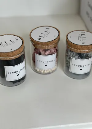 satin scrunchies jar