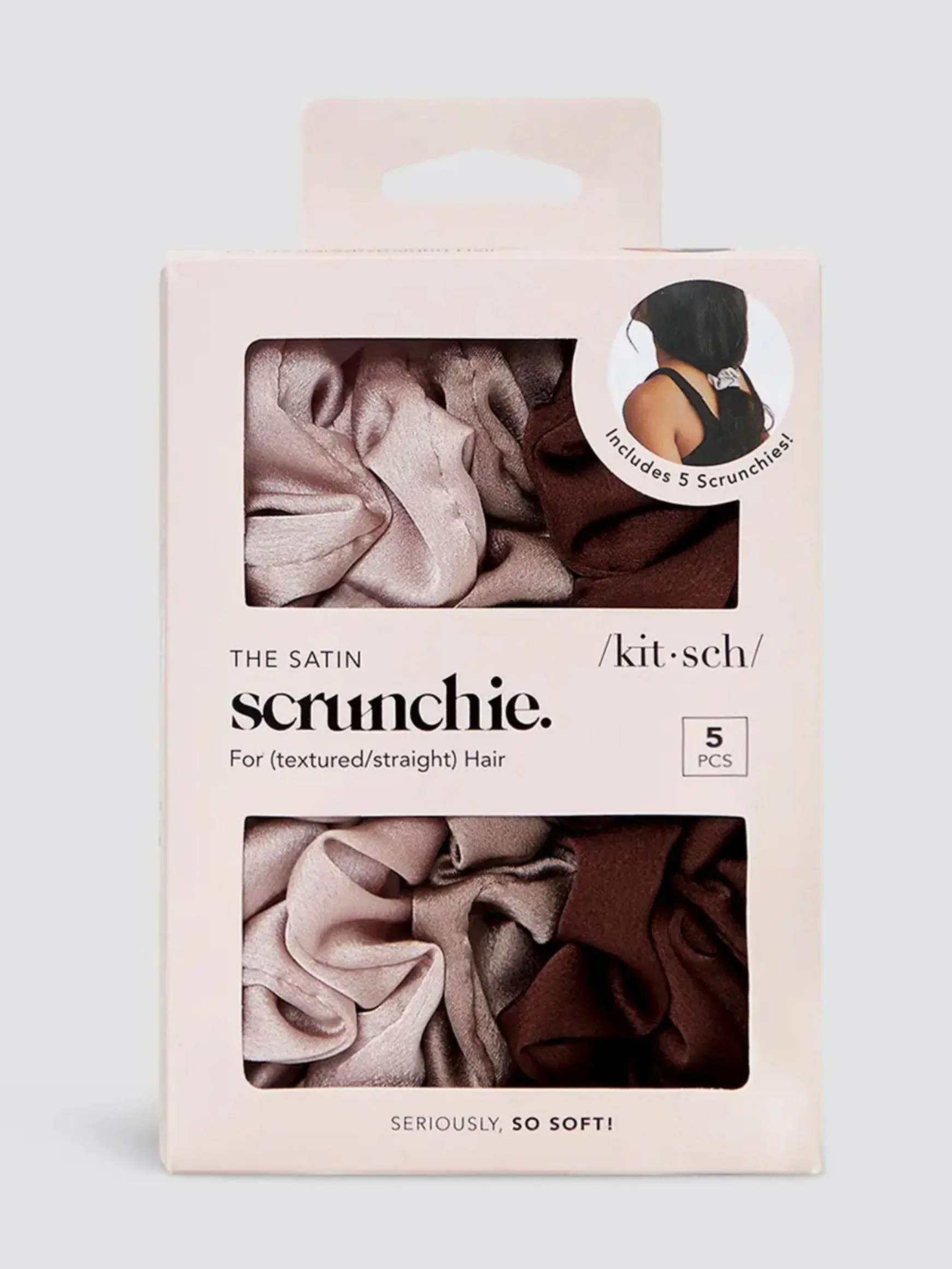 Satin Sleep 5 Pc Scrunchies, Cameo
