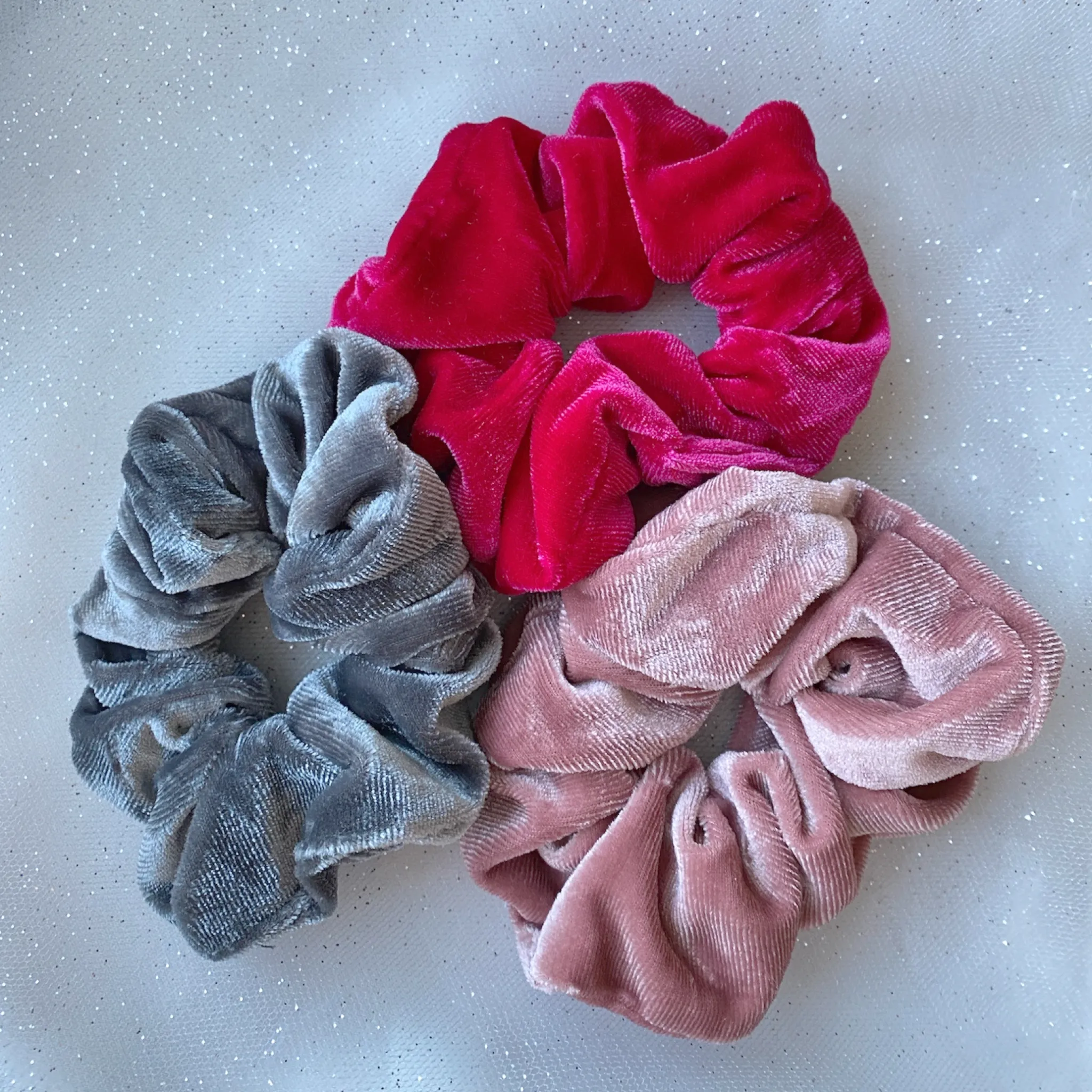 Scrunchies Velvet Pink Gift Set of 3