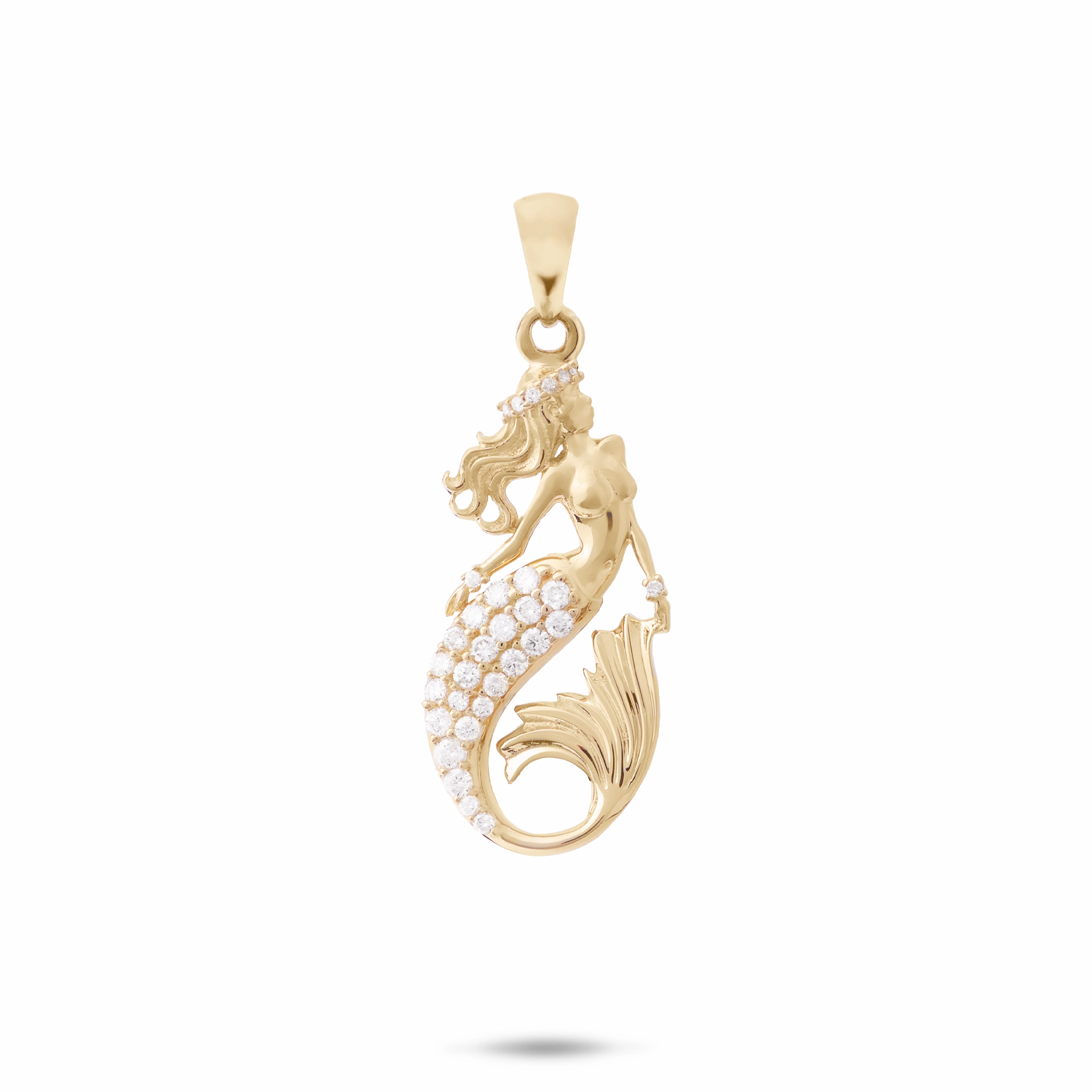 Modern Mood Sealife Mermaid Pendant in Gold with Diamonds - 24mm