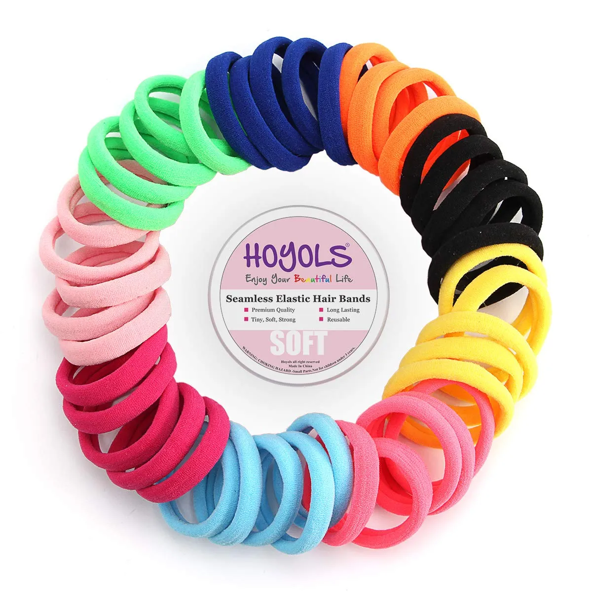 Seamless Hair Band Small Hair Ties Ponytail Holder No Crease Damage 4cm (10 Muilt Color Set)
