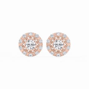 3 ctw Round Lab Grown Diamond Studs and Vintage Milgrain Halo Jacket Set Straight Jewelry