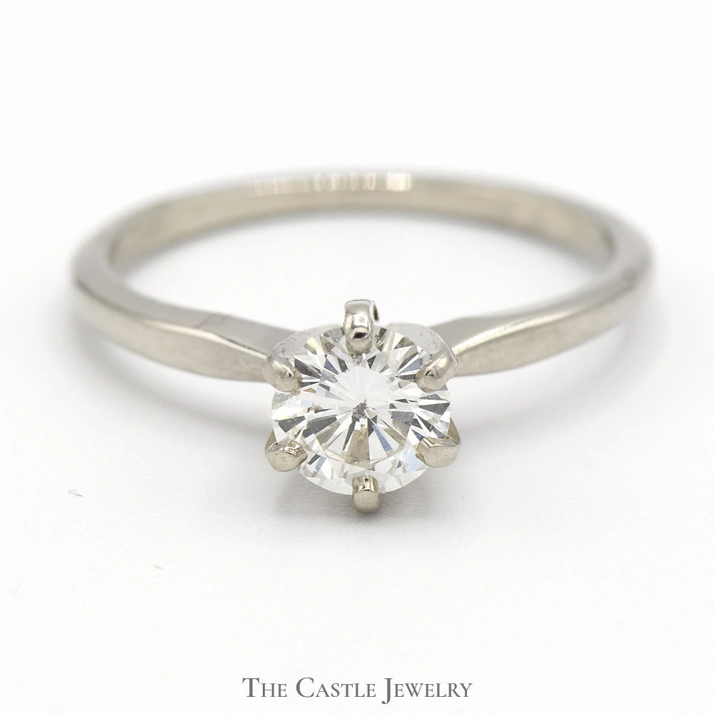 Easy on Budget Article .62ct Round Diamond Solitaire Engagement Ring in 14k White Gold