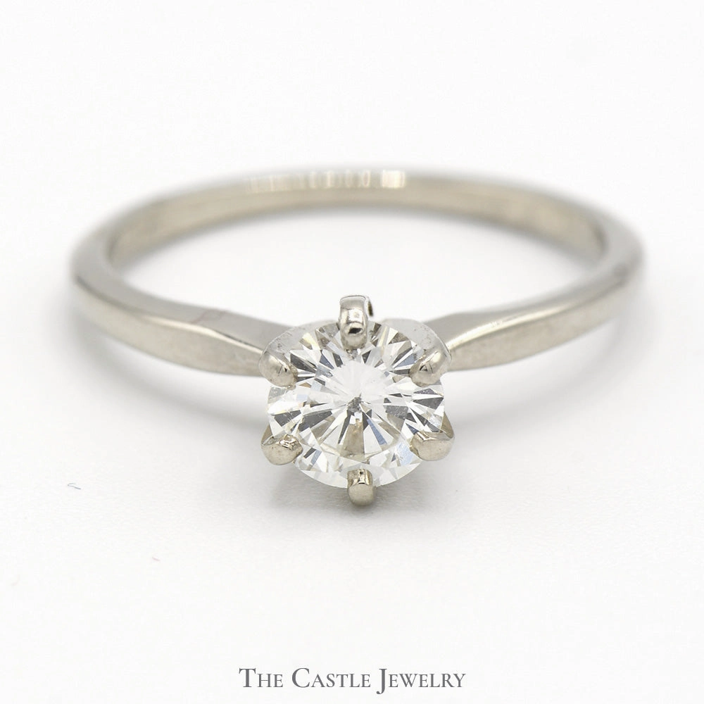 Exquisite Object .62ct Round Diamond Solitaire Engagement Ring in 14k White Gold