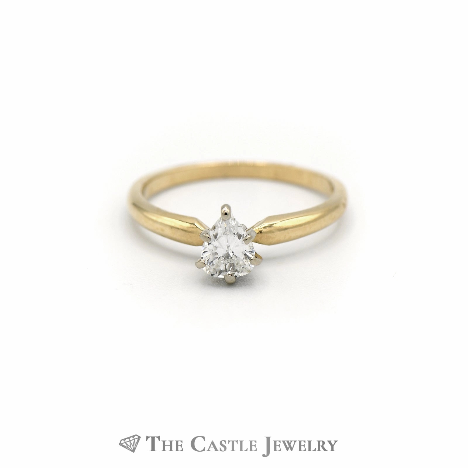 1/2cttw Pear Cut Diamond Solitaire Engagement Ring in 14K Yellow Gold Elegant Art Beautiful Adornment
