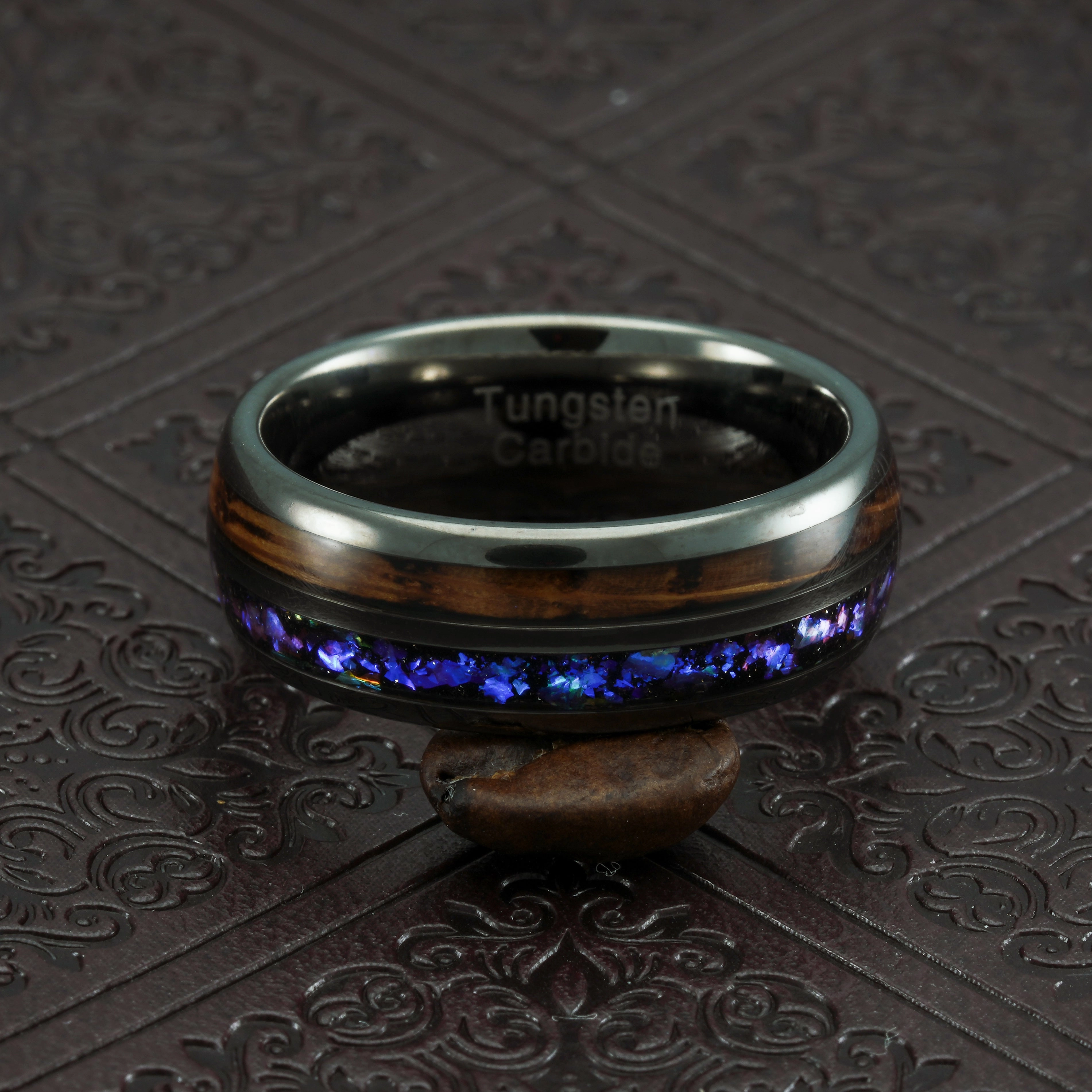 On Trend Custom Item 100S JEWELRY Whiskey Barrel Nebula Orion Galaxy Inlaid Gunmetal Tungsten Rings For Men Wedding Band Size 6-16