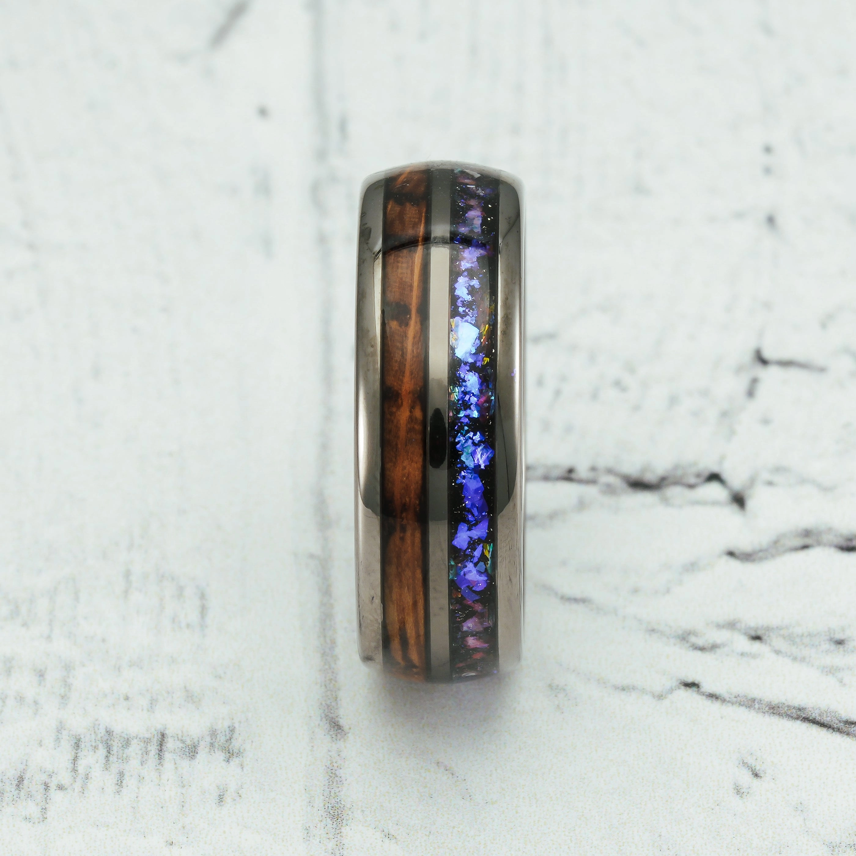 100S JEWELRY Whiskey Barrel Nebula Orion Galaxy Inlaid Gunmetal Tungsten Rings For Men Wedding Band Size 6-16 Premium Gift