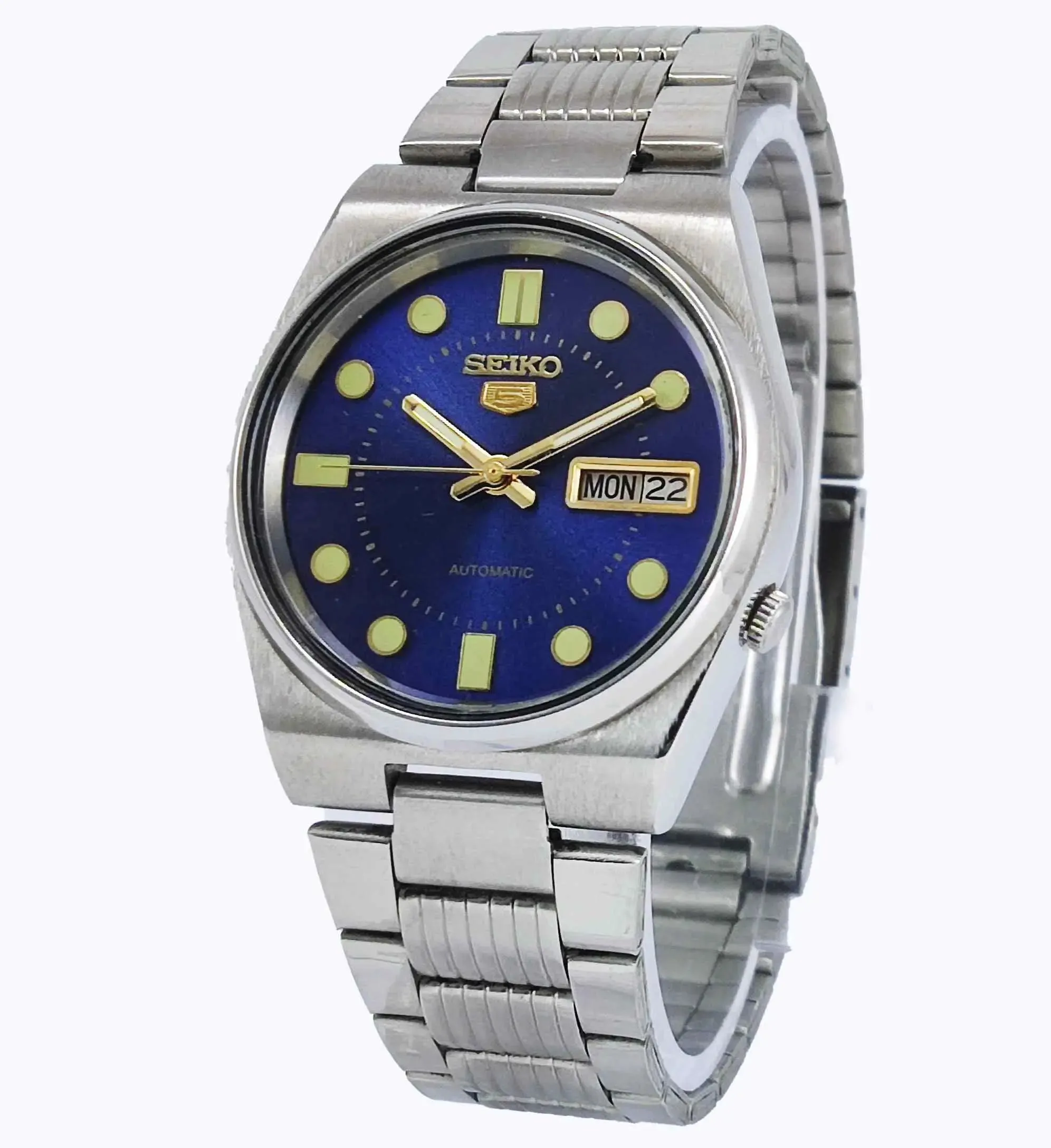 Seiko 5 Automatic-7009A Analog Blue Dial 17 Jewels Day Date Men's Mechanical Watch