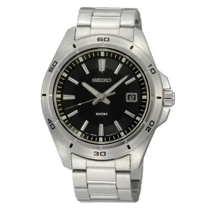 Seiko SGEE89P1 Men's Stainless Steel Black Dial Quartz Watch