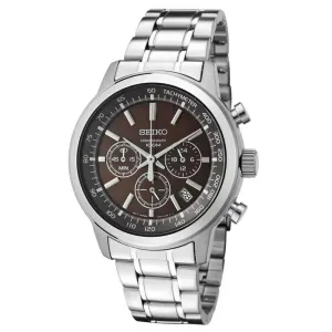 Seiko SSB041 Men's Stainless Steel Brown Dial Quartz Chronograph Watch