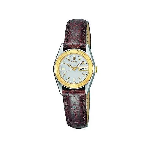 Seiko Women's Day Date Leather Strap Watch SWZ156