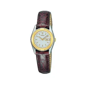 Seiko Women's Day Date Leather Strap Watch SWZ156