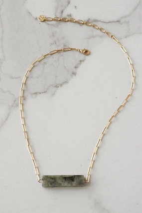Signature Touch Superb Jewelry Semi Precious Gray Bar Minimal Gold Tone Necklace